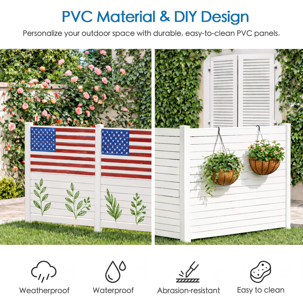 Kozyard 50" W x 48" H Outdoor Privacy Screens Aluminum Post, Air Conditioner Fence Panels, Pool Equipment Enclosure, Trash Can Screens Fence Kit for Outside Backyard Patio(Black/4Panels)