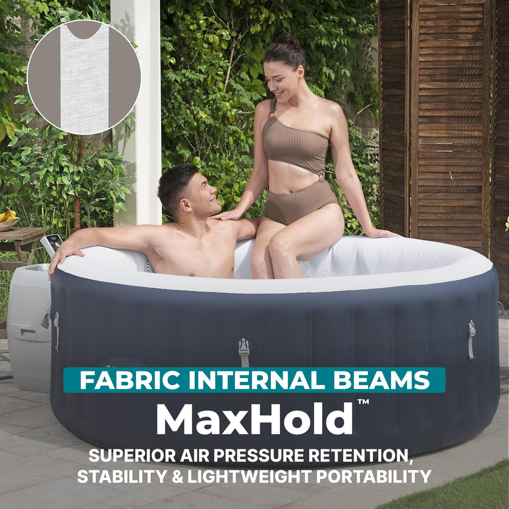 Bestway SaluSpa Cancun 2 to 4 Person Inflatable Hot Tub, Round Energy-Efficient Portable Outdoor Spa with 120 AirJets, 71" x 26"