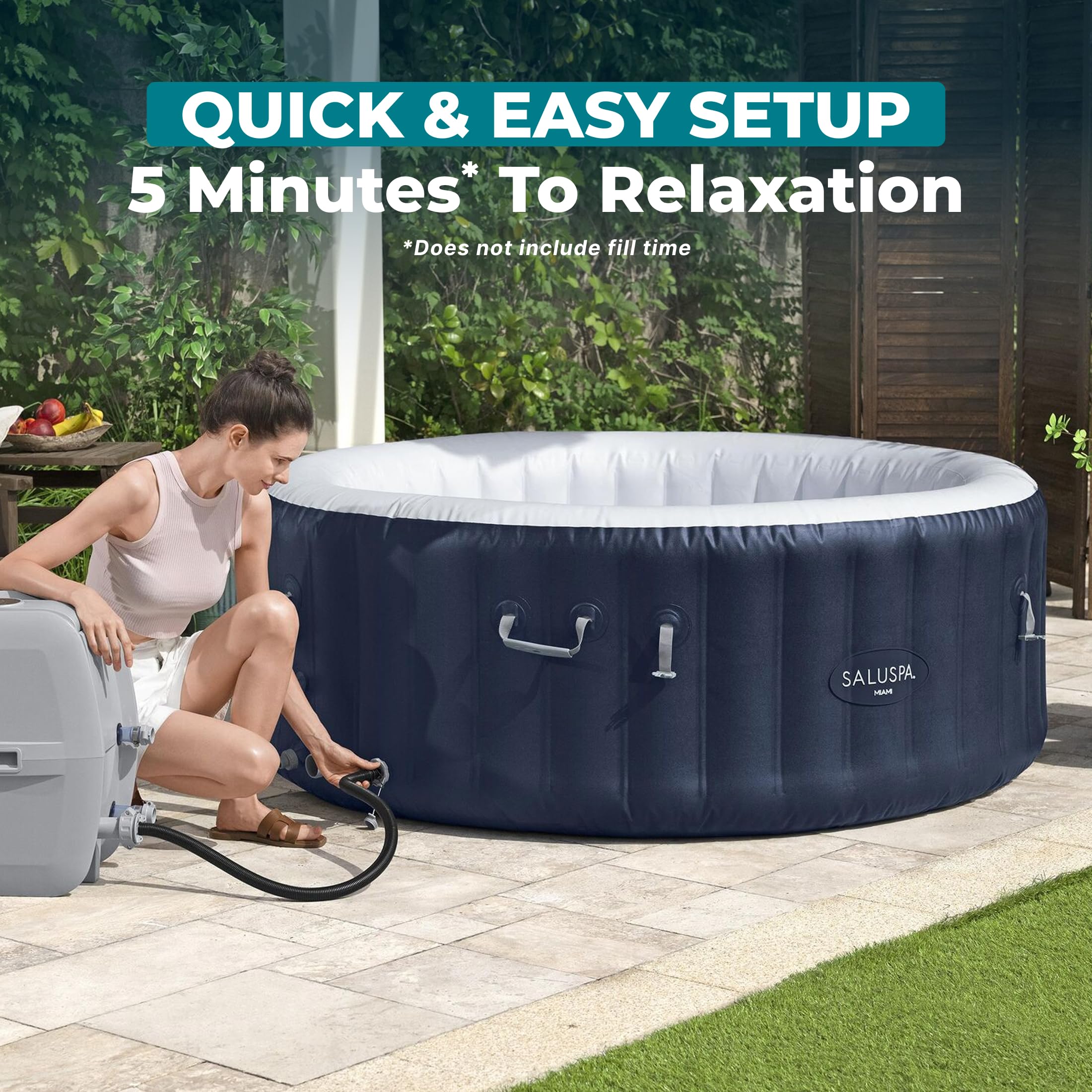 Bestway SaluSpa Cancun 2 to 4 Person Inflatable Hot Tub, Round Energy-Efficient Portable Outdoor Spa with 120 AirJets, 71" x 26"