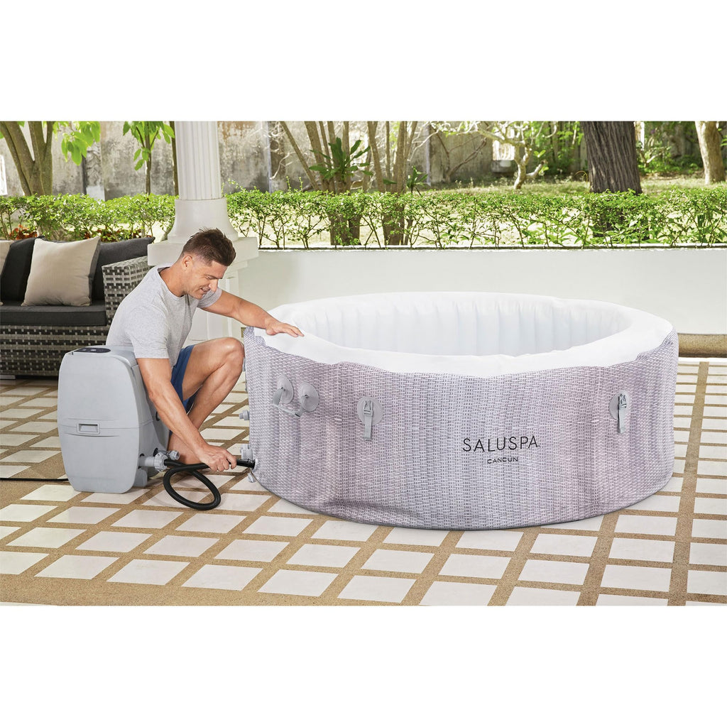 Bestway SaluSpa Cancun 2 to 4 Person Inflatable Hot Tub, Round Energy-Efficient Portable Outdoor Spa with 120 AirJets, 71" x 26"