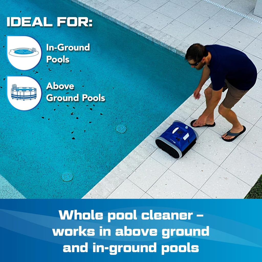 POOL BLASTER Max Cordless Pool Vacuum for Deep Cleaning & Strong Suction, Handheld Rechargeable Swimming Pool Cleaner for Inground and Above Ground Pools, Hoseless Pool Vac by Water Tech