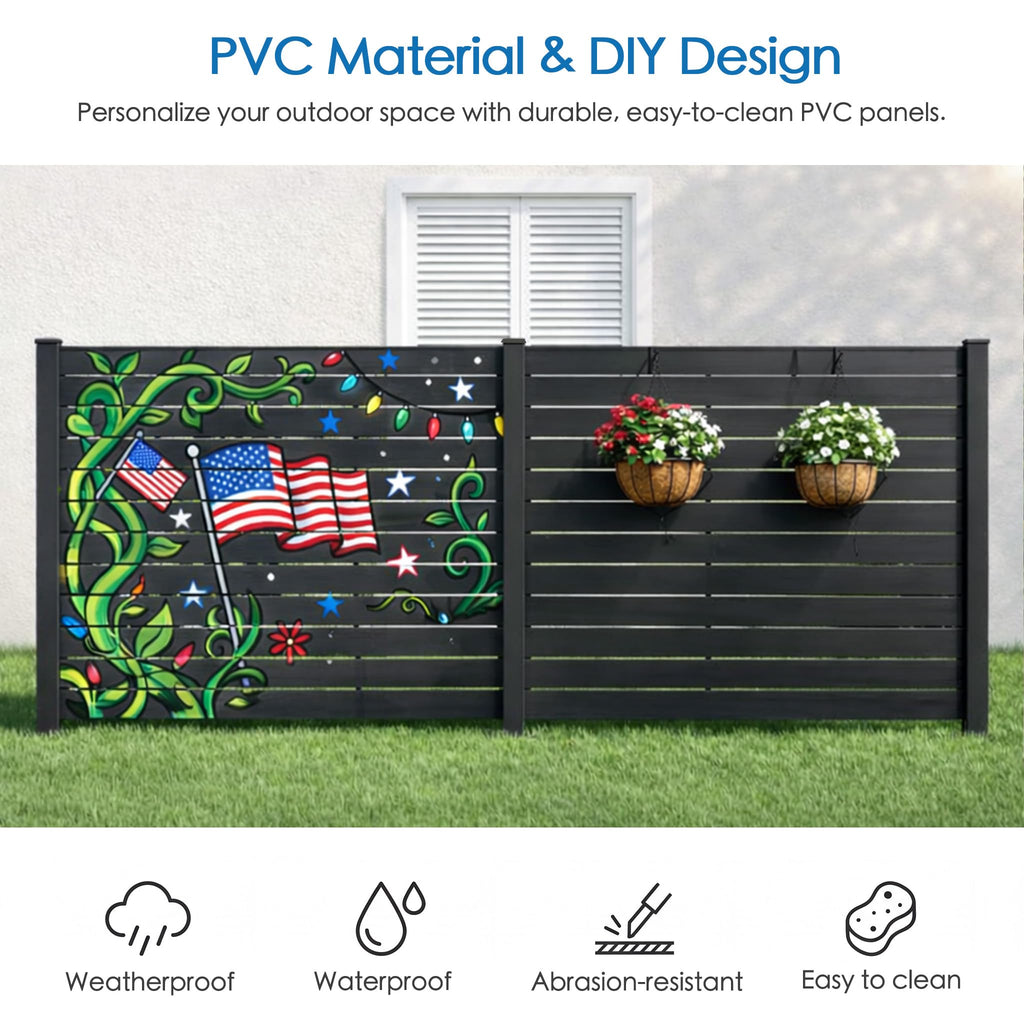 Kozyard 50" W x 48" H Outdoor Privacy Screens Aluminum Post, Air Conditioner Fence Panels, Pool Equipment Enclosure, Trash Can Screens Fence Kit for Outside Backyard Patio(Black/4Panels)