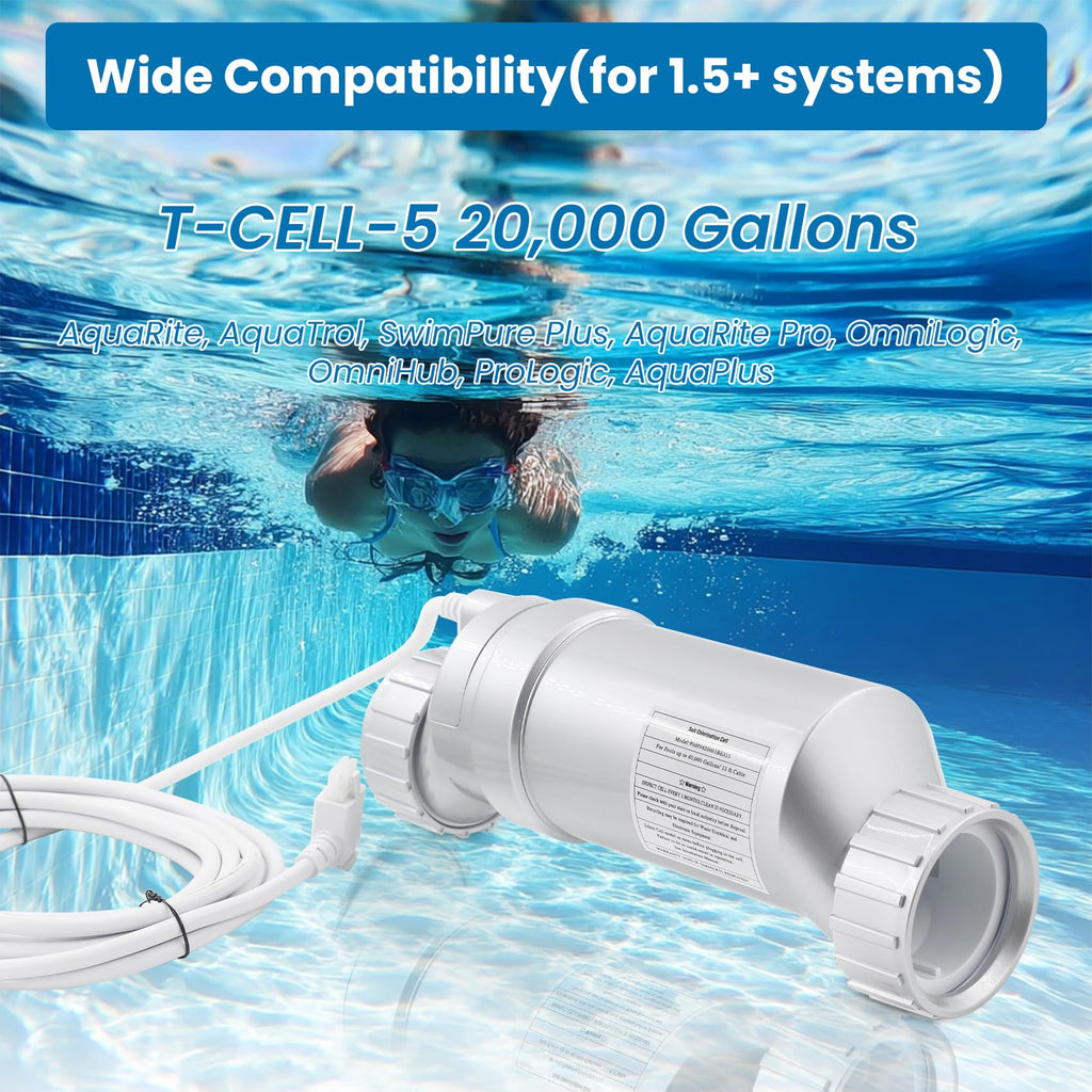 Salt Cell Replacement for Hayward T-Cell-15 – 3+ Year Titanium Core, Cuts Chlorine Costs Up to 56%, Compatible with AquaRite/AquaTrol/ProLogic/AQ-Logic Firmware 1.50+, 40,000 Gallon Pools