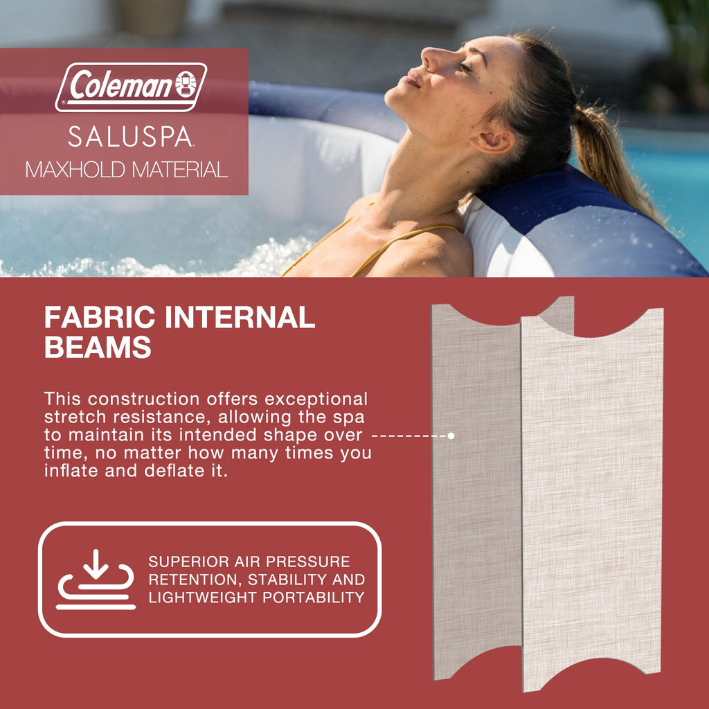 Coleman SaluSpa AirJet 4 to 6 Person Inflatable Hot Tub Square Portable Outdoor Spa with 140 Soothing AirJets and Insulated Cover, Gray