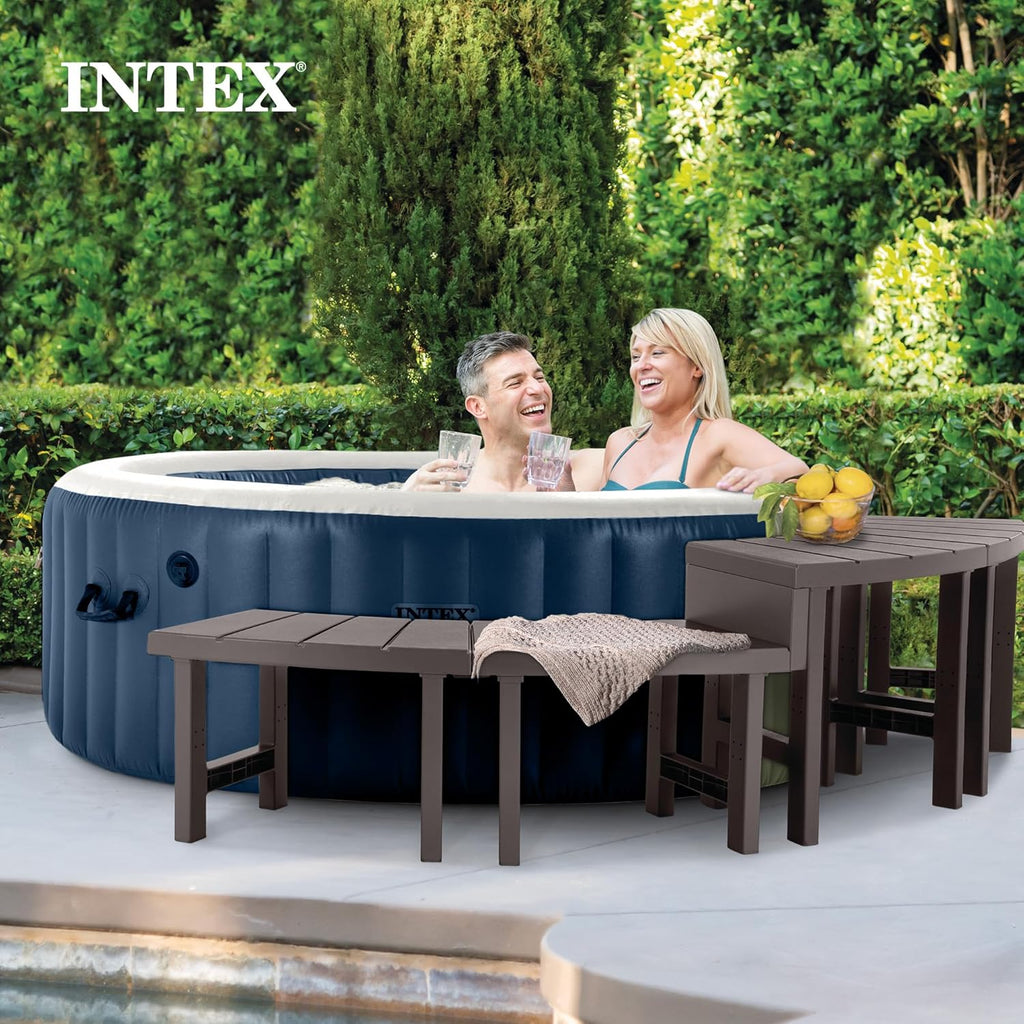 Intex 28429EP PureSpa Plus Portable Inflatable Hot Tub Bubble Jet Spa, 77 Inch x 28 Inch & 28514E Medium PureSpa Accessories Benches (2 Pack)