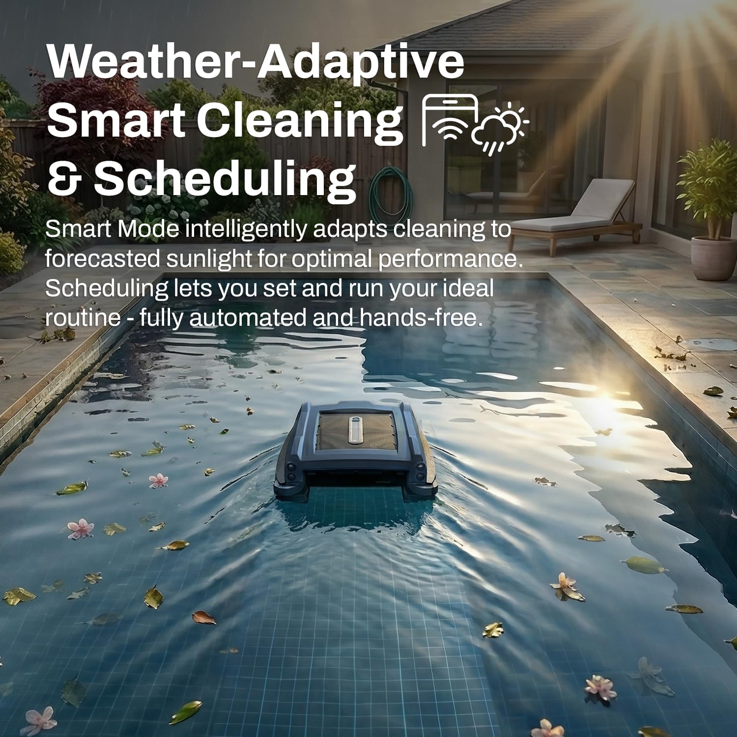 Betta Neo Solar-Powered Robotic Pool Skimmer with App Control & Ultra Long-Range Gateway System, Weather-Adaptive & Scheduled Cleaning, Dual Charging Options, for In-Ground & Above-Ground Pools (Grey)