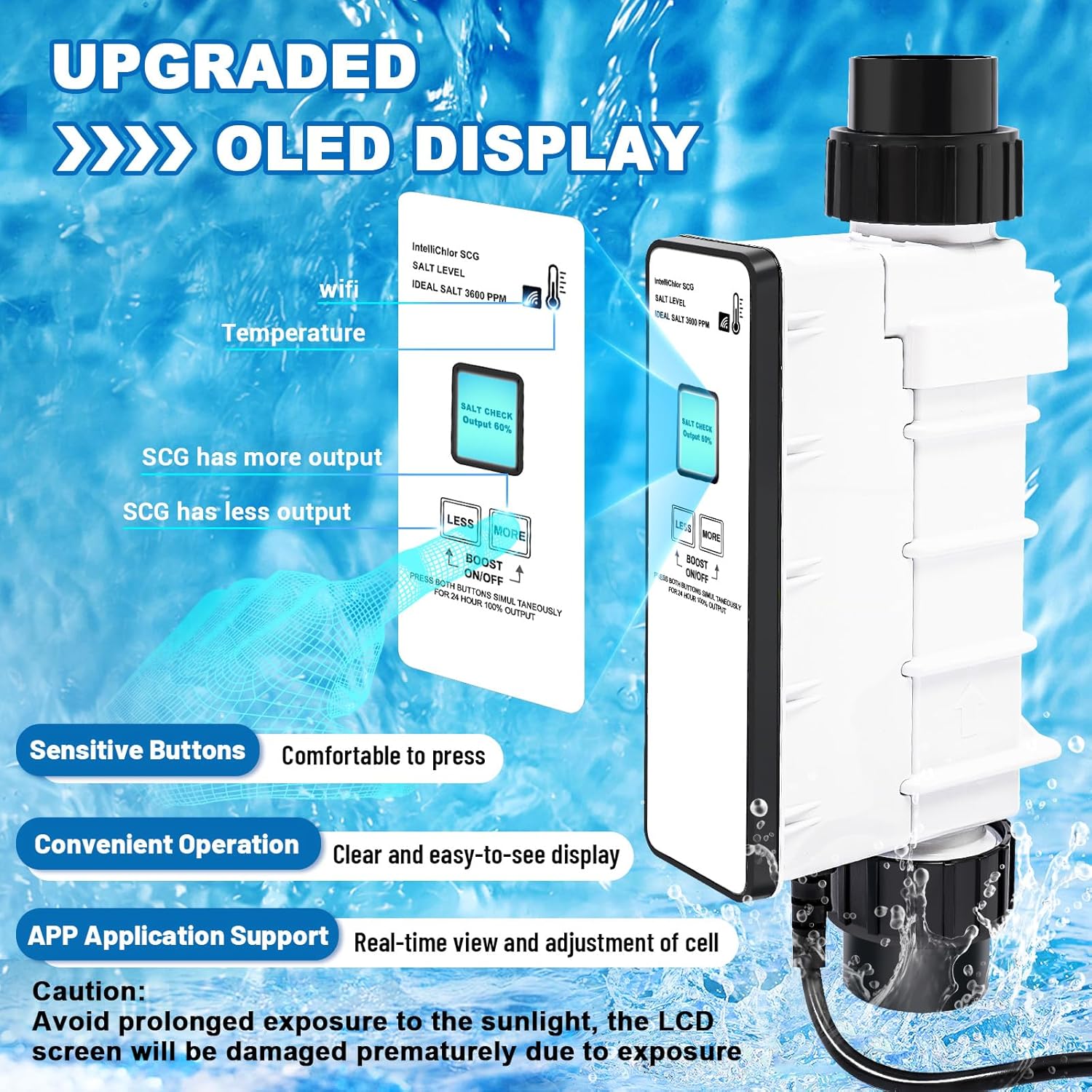 Upgraded EC-520555 Pool Salt Cell Chlorine Generator Compatible with Pentair Intellichlor IC40 Saltwater Chlorinator for 40K Gallon Water Automation System