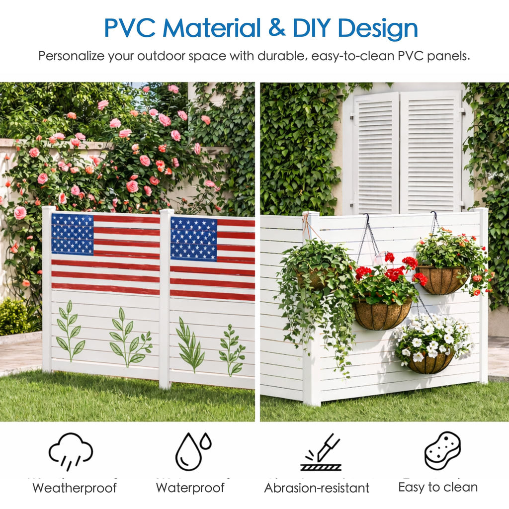 Kozyard 50" W x 48" H Outdoor Privacy Screens Aluminum Post, Air Conditioner Fence Panels, Pool Equipment Enclosure, Trash Can Screens Fence Kit for Outside Backyard Patio(Black/4Panels)