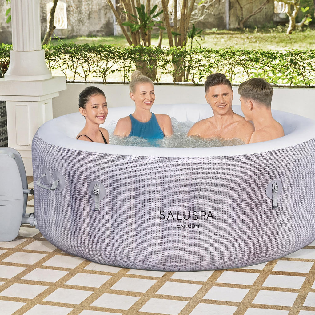 Bestway SaluSpa Cancun 2 to 4 Person Inflatable Hot Tub, Round Energy-Efficient Portable Outdoor Spa with 120 AirJets, 71" x 26"