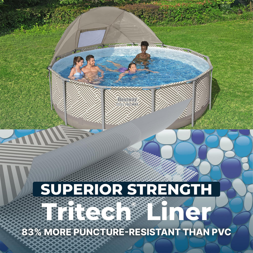 Bestway Power Steel 14’ x 42” Round Above Ground Outdoor Backyard Swimming Pool Set with 1,000 GPH Filter Pump, Ladder, and Pool Cover