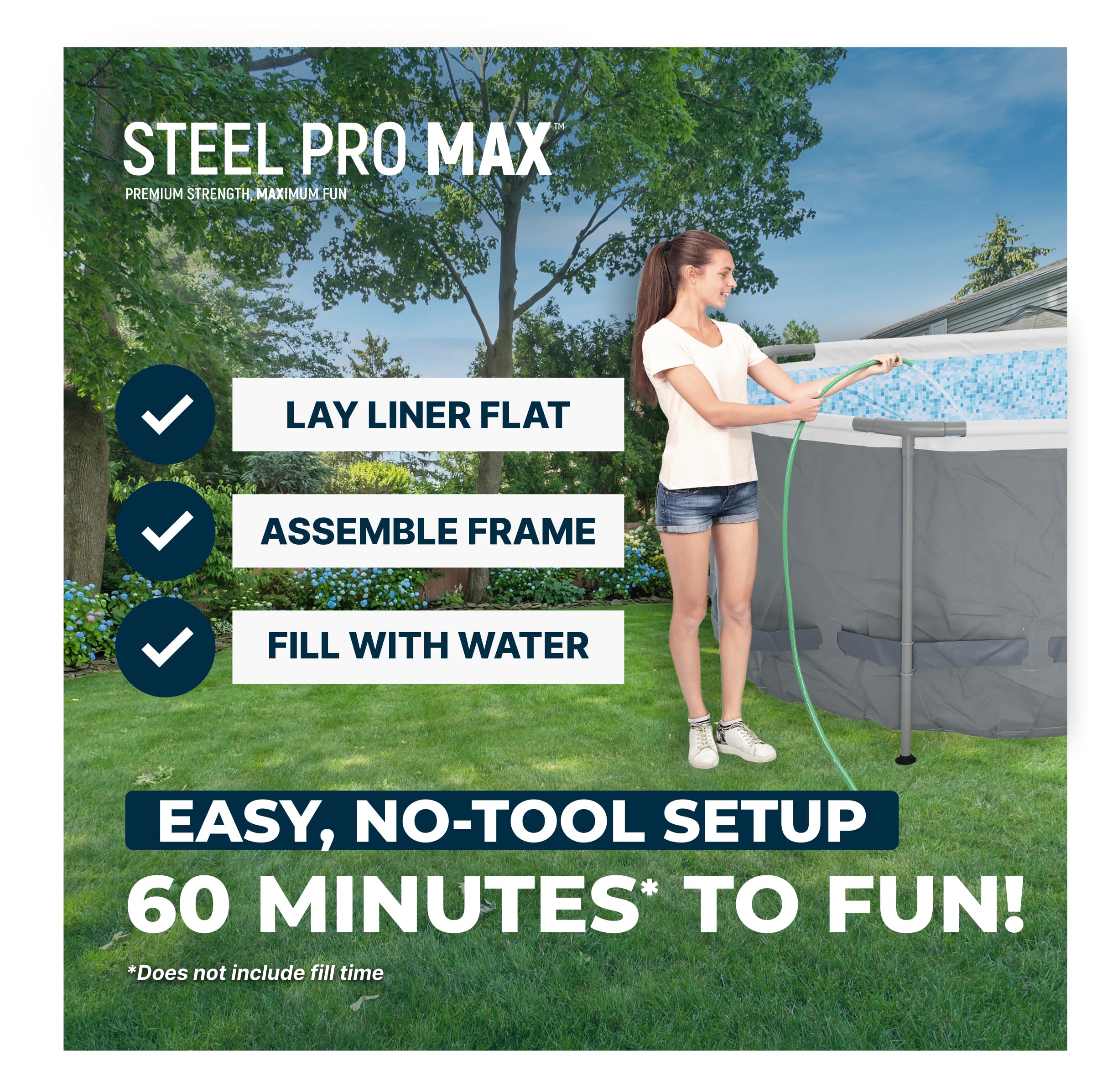 Bestway Power Steel 20’ x 12’ x 48” Above Ground Pool, Oval Metal Frame Outdoor Swimming Pool Set with Filter Pump, Ladder, and Cover