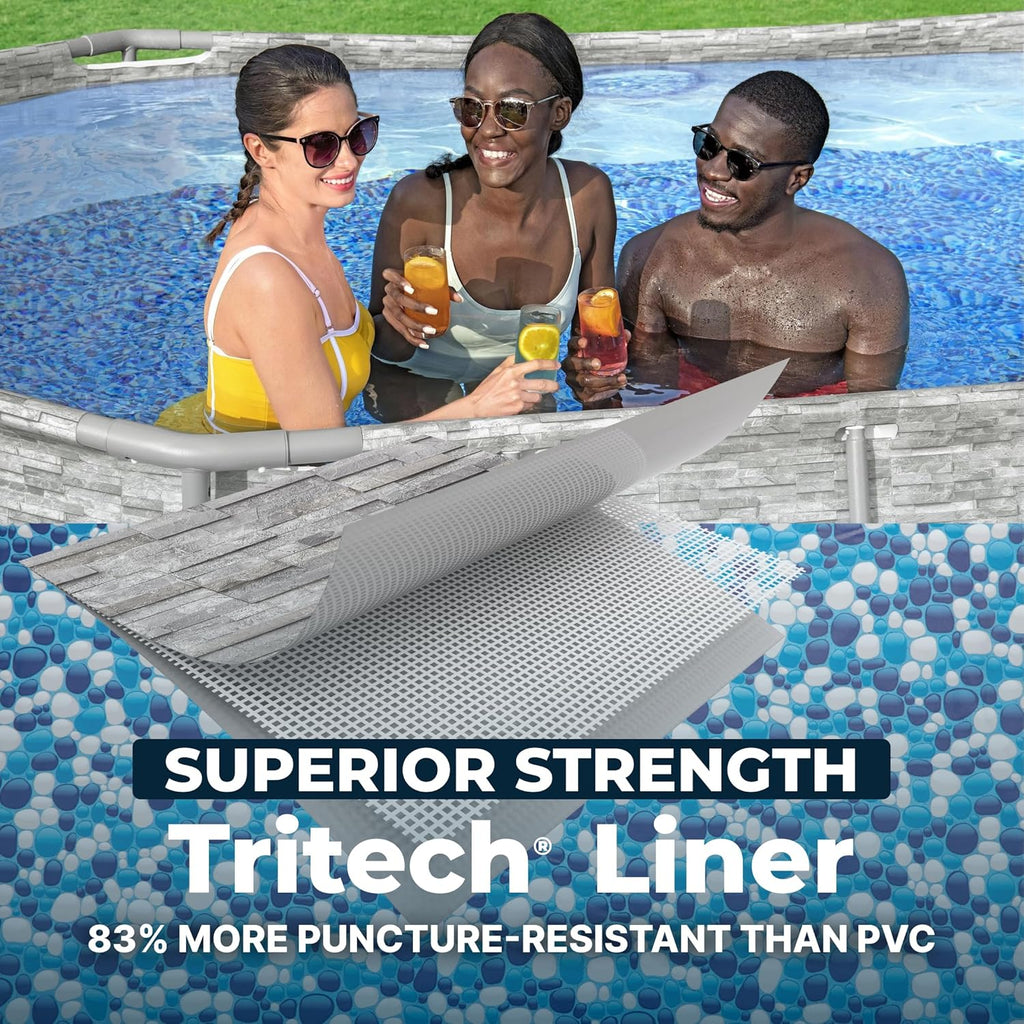 Bestway Power Steel Swim Vista 14’ x 8'2" x 39.5” Above Ground Pool, Oval Metal Frame Outdoor Swimming Pool Set with Filter Pump, Ladder, and Cover