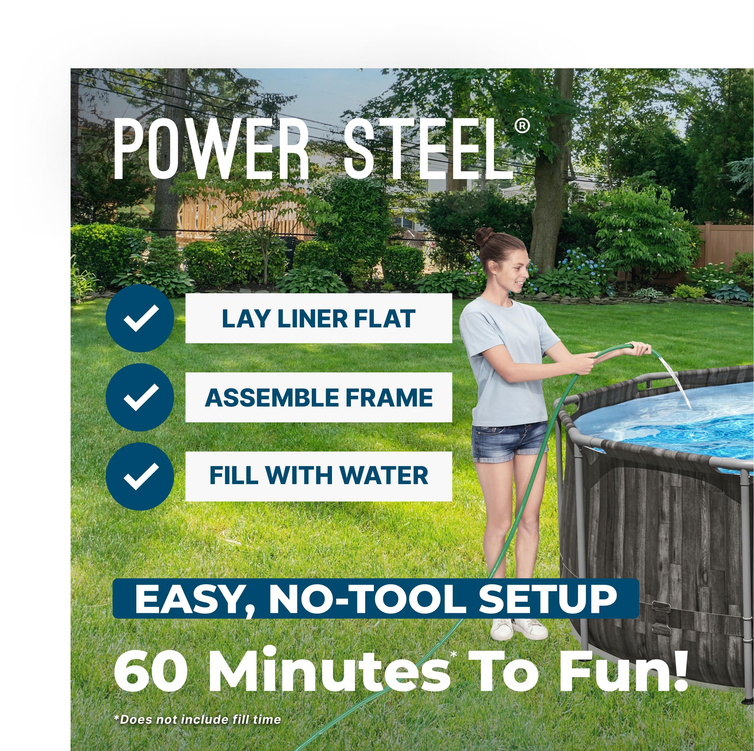 Bestway Power Steel 20’ x 12’ x 48” Above Ground Pool, Oval Metal Frame Outdoor Swimming Pool Set with Filter Pump, Ladder, and Cover