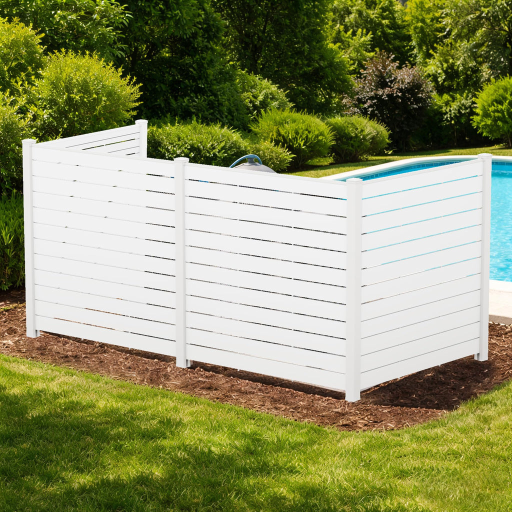 Kozyard 50" W x 48" H Outdoor Privacy Screens Aluminum Post, Air Conditioner Fence Panels, Pool Equipment Enclosure, Trash Can Screens Fence Kit for Outside Backyard Patio(Black/4Panels)