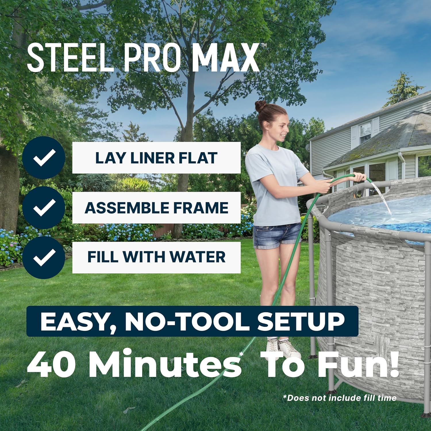 Bestway Power Steel Swim Vista 14’ x 8'2" x 39.5” Above Ground Pool, Oval Metal Frame Outdoor Swimming Pool Set with Filter Pump, Ladder, and Cover