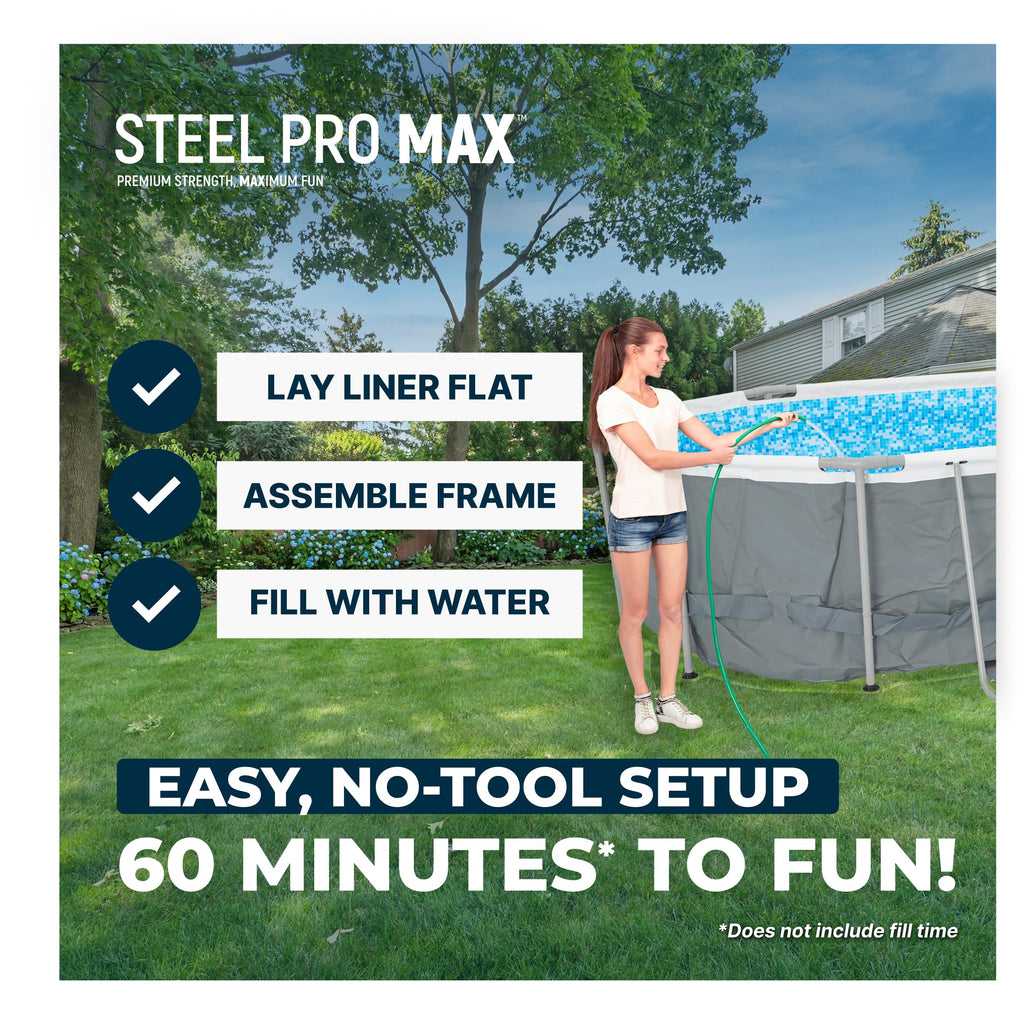 Bestway Power Steel 20’ x 12’ x 48” Above Ground Pool, Oval Metal Frame Outdoor Swimming Pool Set with Filter Pump, Ladder, and Cover
