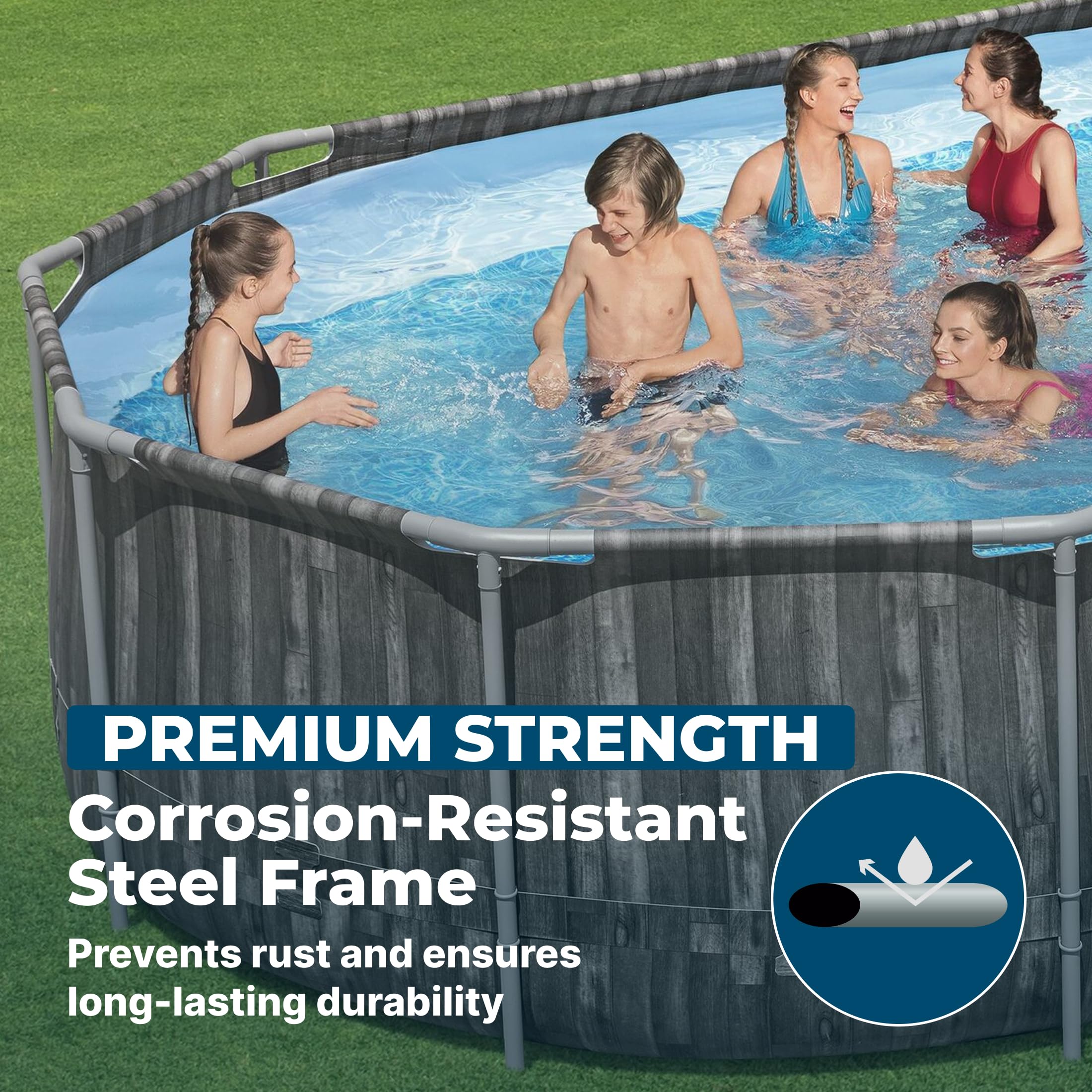 Bestway Power Steel 20’ x 12’ x 48” Above Ground Pool, Oval Metal Frame Outdoor Swimming Pool Set with Filter Pump, Ladder, and Cover