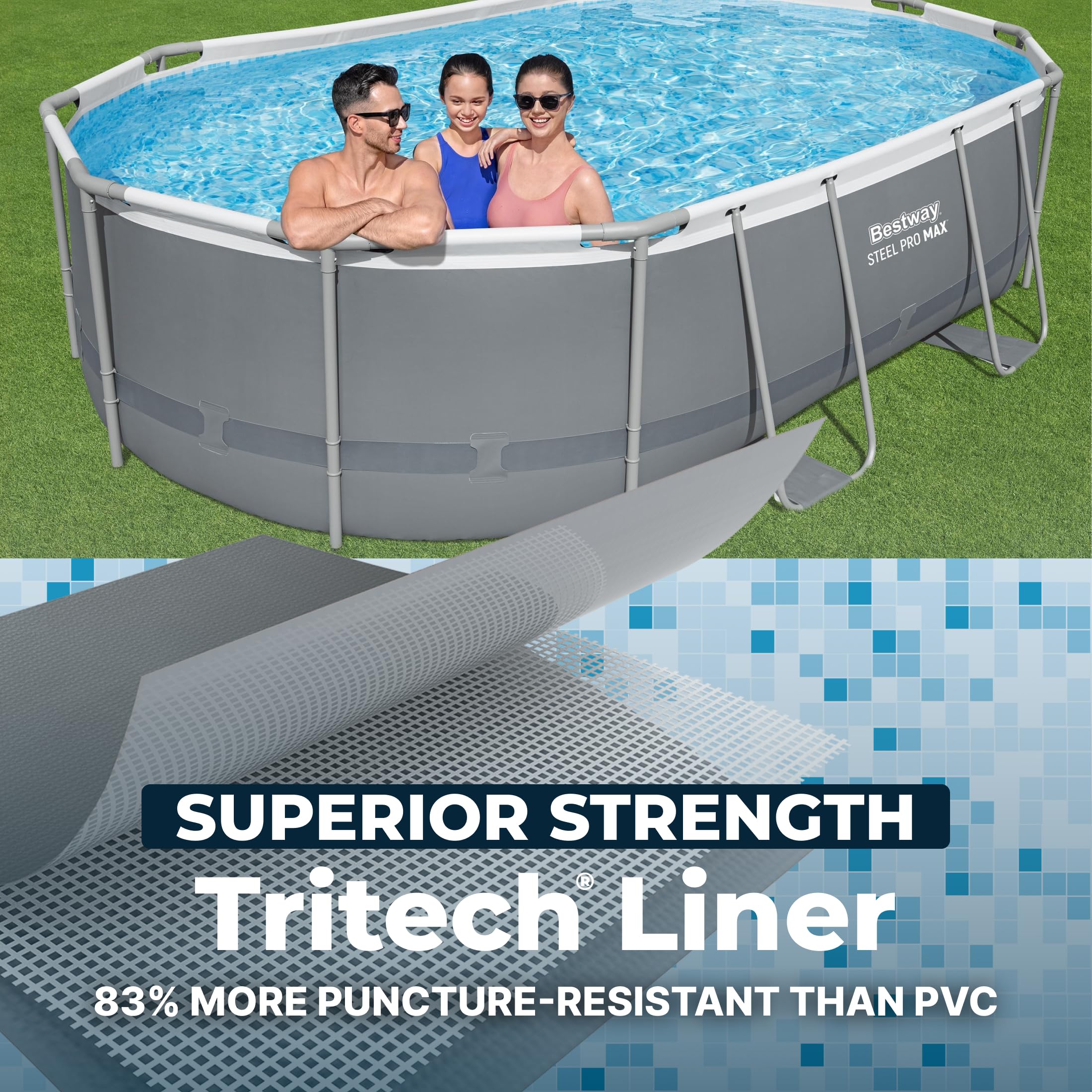 Bestway Power Steel 20’ x 12’ x 48” Above Ground Pool, Oval Metal Frame Outdoor Swimming Pool Set with Filter Pump, Ladder, and Cover