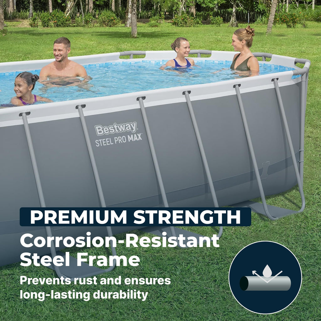 Bestway Power Steel 20’ x 12’ x 48” Above Ground Pool, Oval Metal Frame Outdoor Swimming Pool Set with Filter Pump, Ladder, and Cover