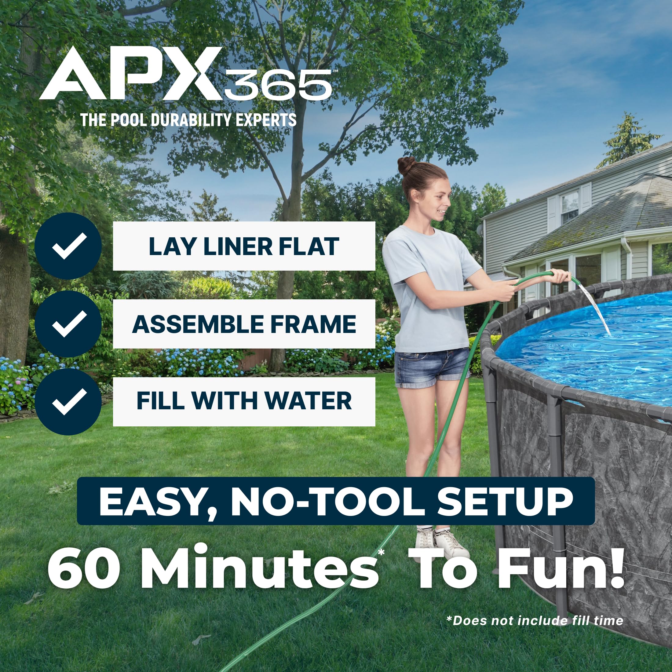 Bestway APX 365 18' x 52" Above Ground Pool, Round Metal Frame Outdoor Swimming Pool Set with Sand Filter Pump, Ladder, and Cover, Dark Marble