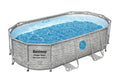Bestway Steel Pro MAX 14' x 8'2" x 39.5" Oval Above Ground Swimming Pool Set, 530 GPH Filter Pump, Ladder, Tritech Puncture Resistant Liner, ClickConnect Steel Frame, Gray